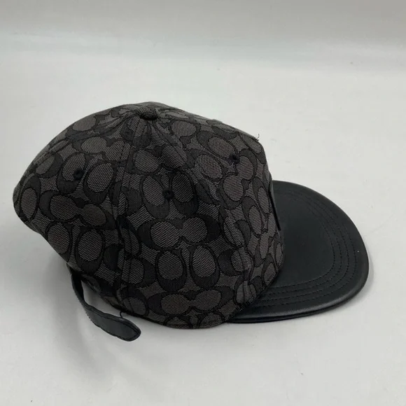Men’s Coach Charcoal Black Cap with Jacquard Leather Brim - Picture 2 of 2